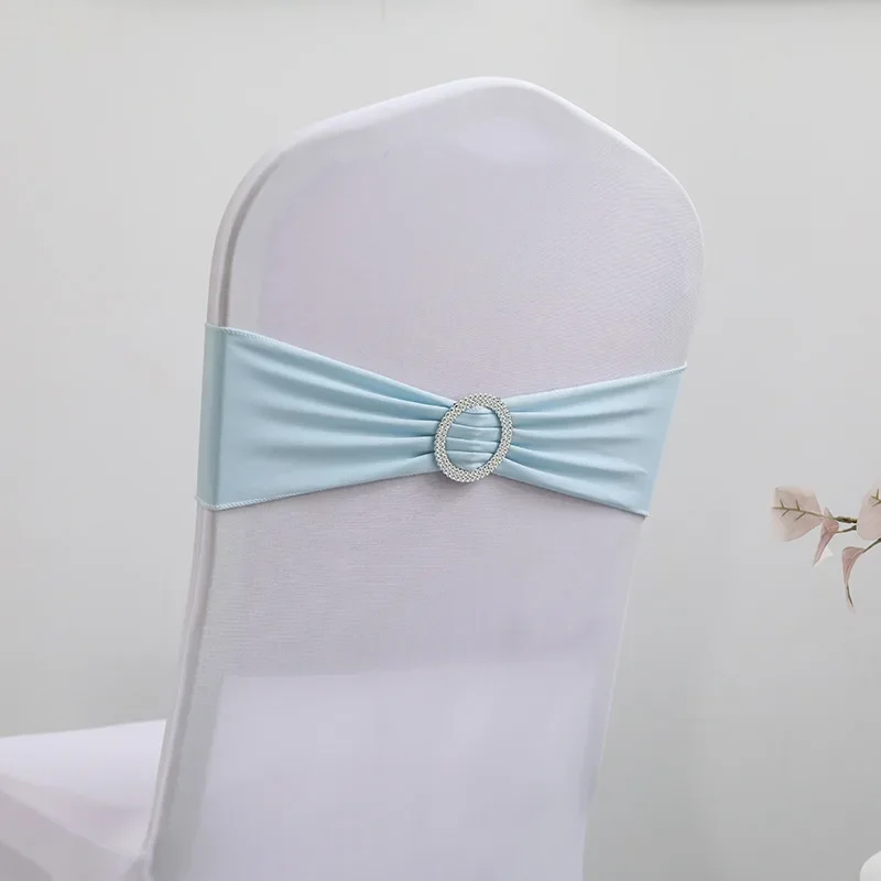 Description Picture 5 of item20PCS Chair Sashes Universal Elastic Spandex Stretch Chair Bows with Buckle Slider for Wedding Reception Hotel Event Party Decor