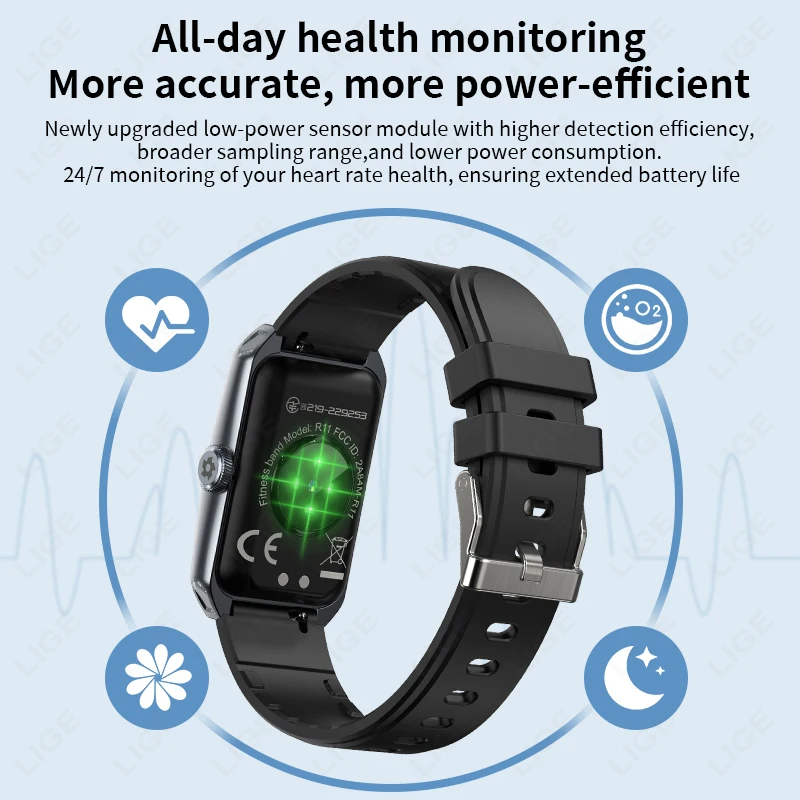 LIGE 1.47" Waterproof Silicone Smart Watch Bluetooth Call Message Reminder Sleep Monitoring Smartband Pedometer Sport Bracelet