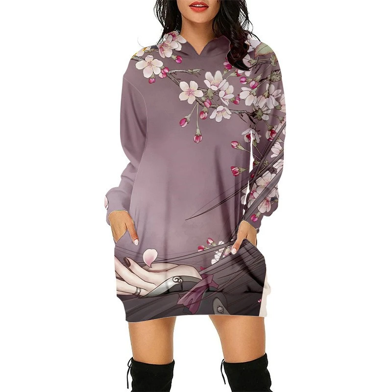 2023 Halloween Pumpkin Printed Women's Extended Hoodie Casual Loose Sweater Funny 3D Printed Japanese Hoodie
