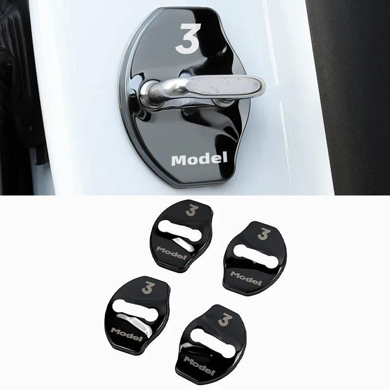 Car Door Lock Cover For Tesla Model 3 Y-Car Door Lock Buckle Trim Cover Protective Rust Sticker Accessories Model3