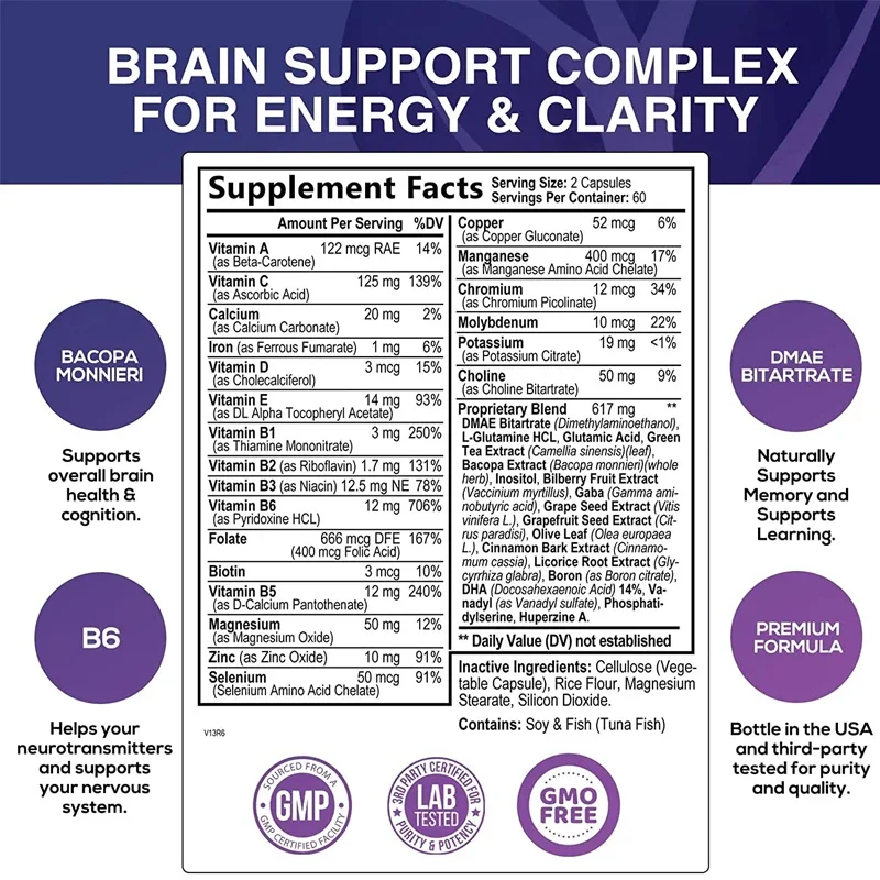 Brain Supplement-Contains Multivitamin And Mineral Extracts To Improve Memory