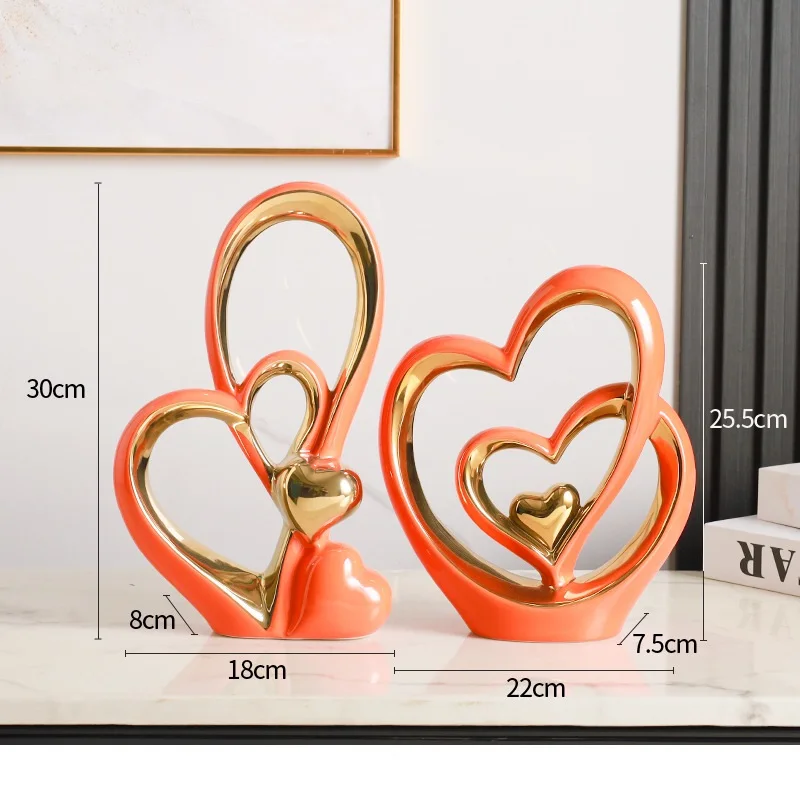 2Pcs/Light luxury gold painted ceramic ornaments, living room foyer, wine cabinet decoration, TV cabinet, high-end home decorati 6