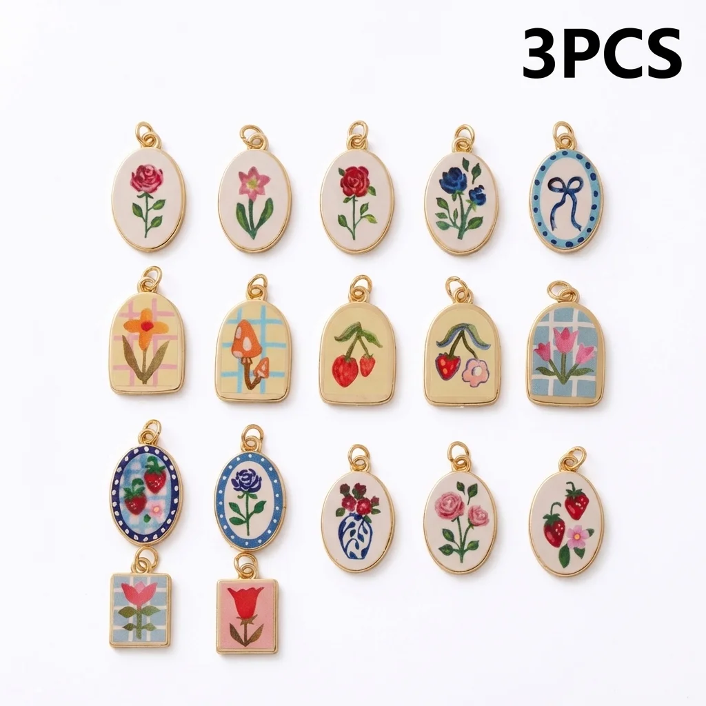 3 Stück niedliche, schlichte Rosenblüten-Schleifen-Vasen-DIY-Anhänger, dekorative Charms für die Schmuckherstellung