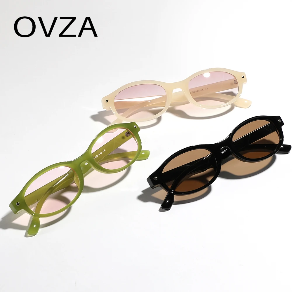 OVZA New Y2K Womens Sunglasses Brand Designer Oval Retro Vintage Man  Mirrored Sunglasses Punk Style S070