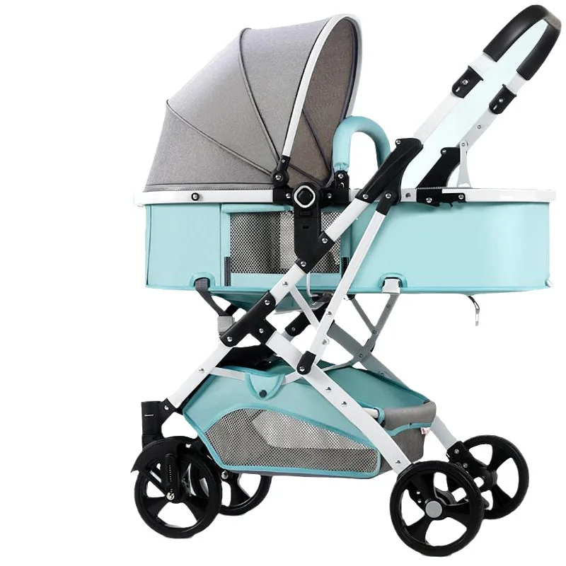 High-View Convertible Baby Stroller with Bassinet, Reversible Lightweight Foldable Design for Infants, Compact Pushchair