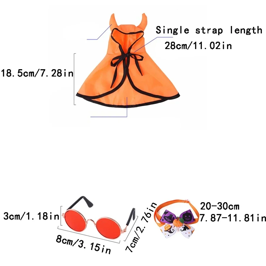 1pcs Halloween Cloak Collar Set Butterfly Knot Collar Cat Horn Cloak Set
