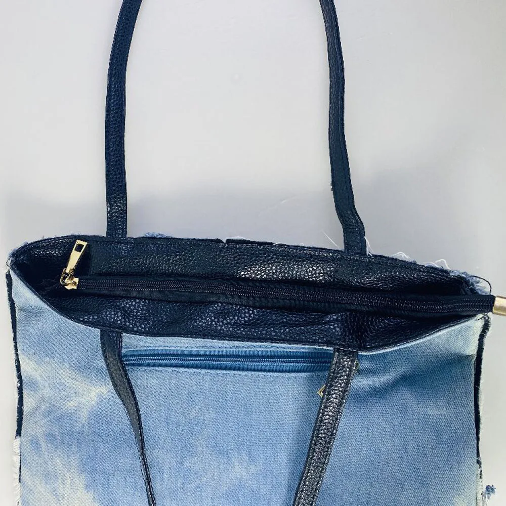 Denim Crossbody Tote Bags Women Fashion Cartoon Printing Shoulder Bag Female Casual Versatile Large Capacity Handbags