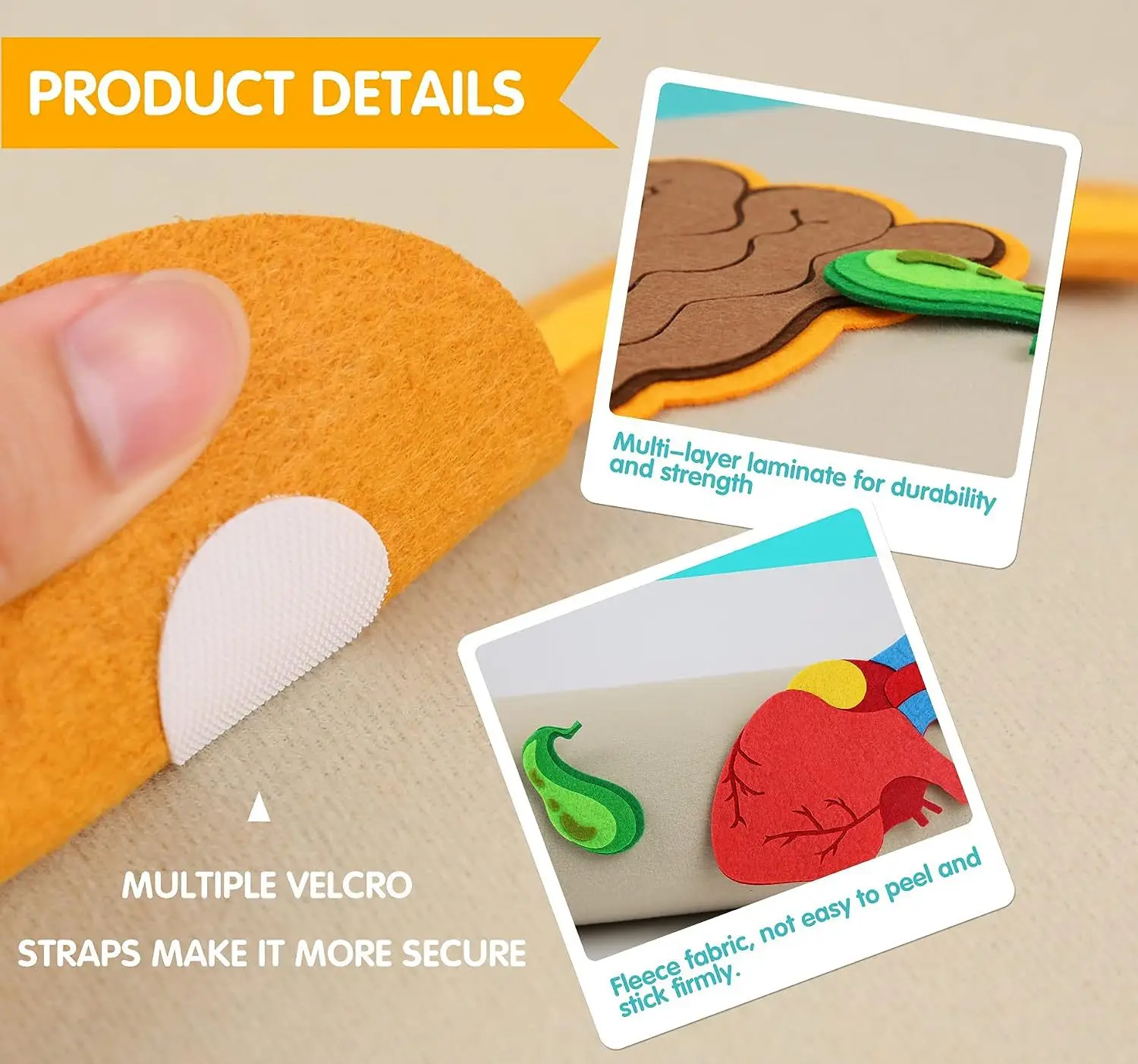 Montessori Body Parts Set Felt Board Stories Teaching Book For Toddlers Sensory Toy Preschool Teaching Story Travel Board