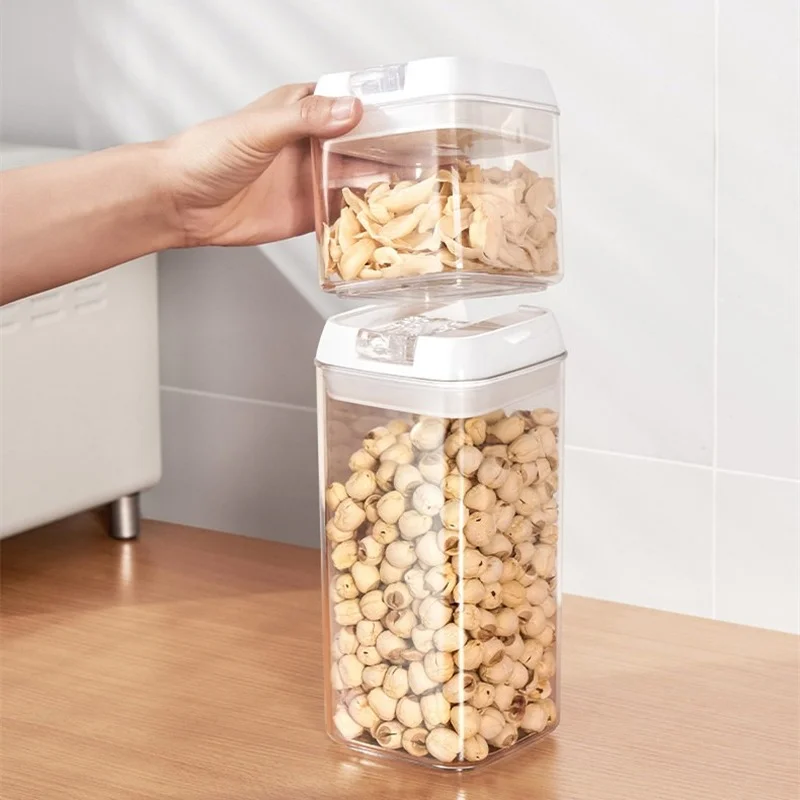 Airtight Pantry Pasta Kitchen With Lid Plastic Food Storage Multigrain Sealed  Container Cereal Containers Transparent Box Cans