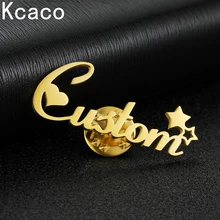 

Customized Name Brooches Personalized Letter Gold Plated Lapel Pin Stainless Steel Ladies Male Working Brooch Jewellery Gift