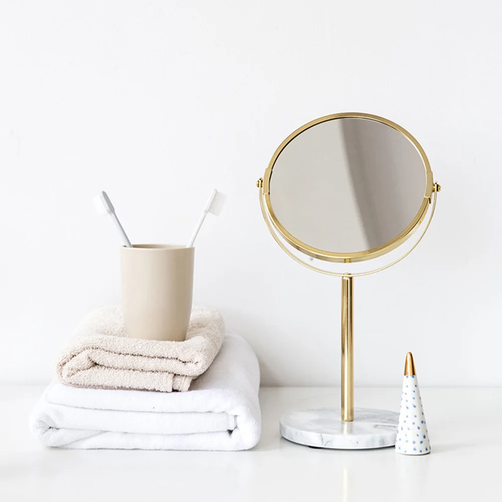 

Настольное зеркало для макияжа, круглое вращающееся настольное зеркало для туалетного столика, мраморное косметическое зеркало для спальни и спальни в общежитии