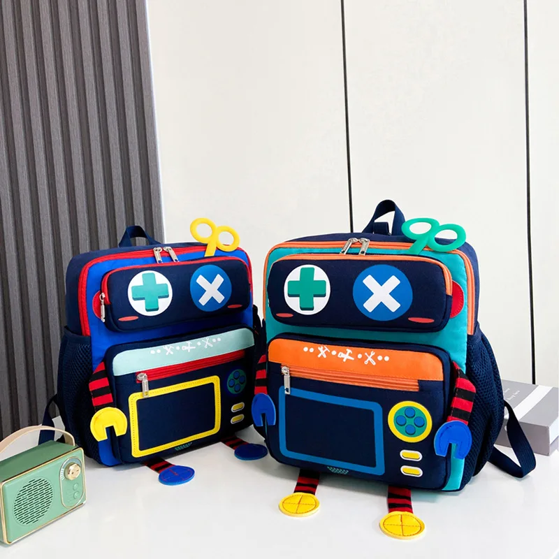 Children's Trendy Large-capacity Schoolbag Boys And Girls Kindergarten Anti-loss Bag 2-6 Years Old Super Cute Robot Bag Mochila 3