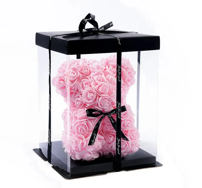 1pc Rose Bear Artificial Foam Flowers Bear Romantic Creative Gifts Valentines Day Anniversary Wedding Birthday Box