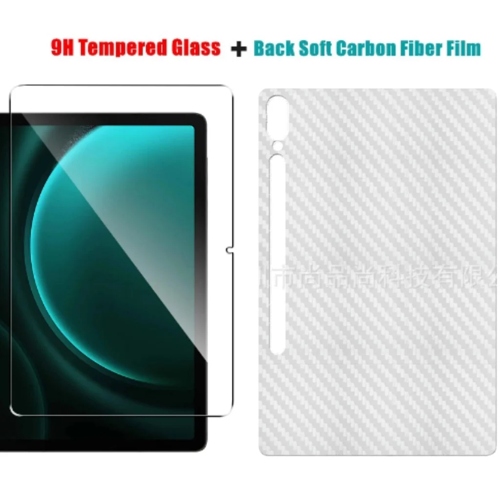 

For Samsung Galaxy Tab S9 FE 10.9 S9FE+ S7FE S8Plus 12.4 S6 Lite A8 Carbon Fiber Film Sticker + Tempered Glass Protector Film