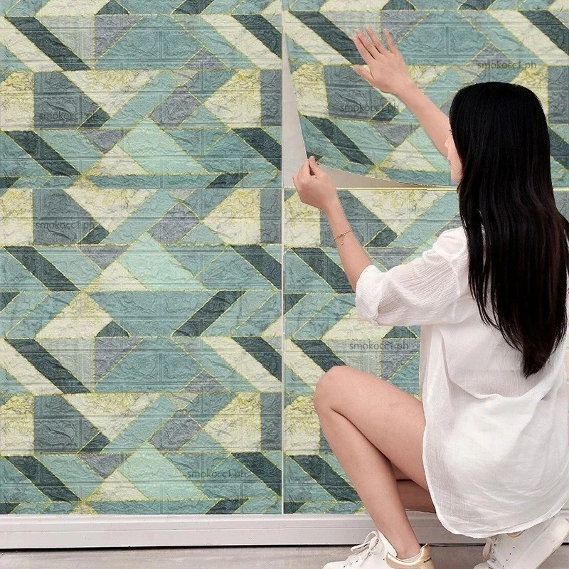 Luxury Home Brick Pattern 1-10 Pieces 77cm*70cm 3D Wall Sticker Living Room Waterproof Self-Adhesive DIY Wallpaper