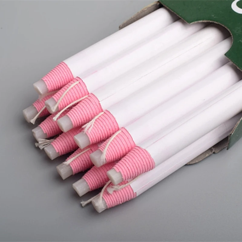 12Pcs Sewing Pencil No Sharpening White Fabric Pencil Fabric Marking Pencils Tailor Pencils for Leather Marking Tool