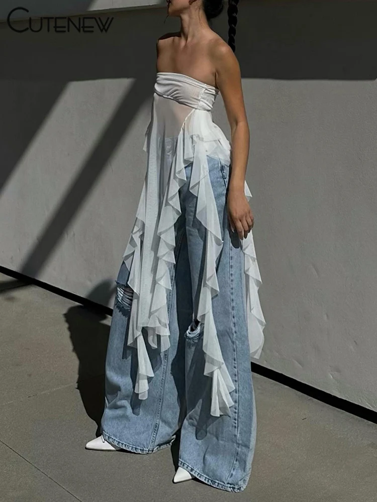 Summer Solid Sexy Off-Shoulder Women Crop Top Casual Tube Strapless Streetwear Long Ruched Club Party Lady Tank Top