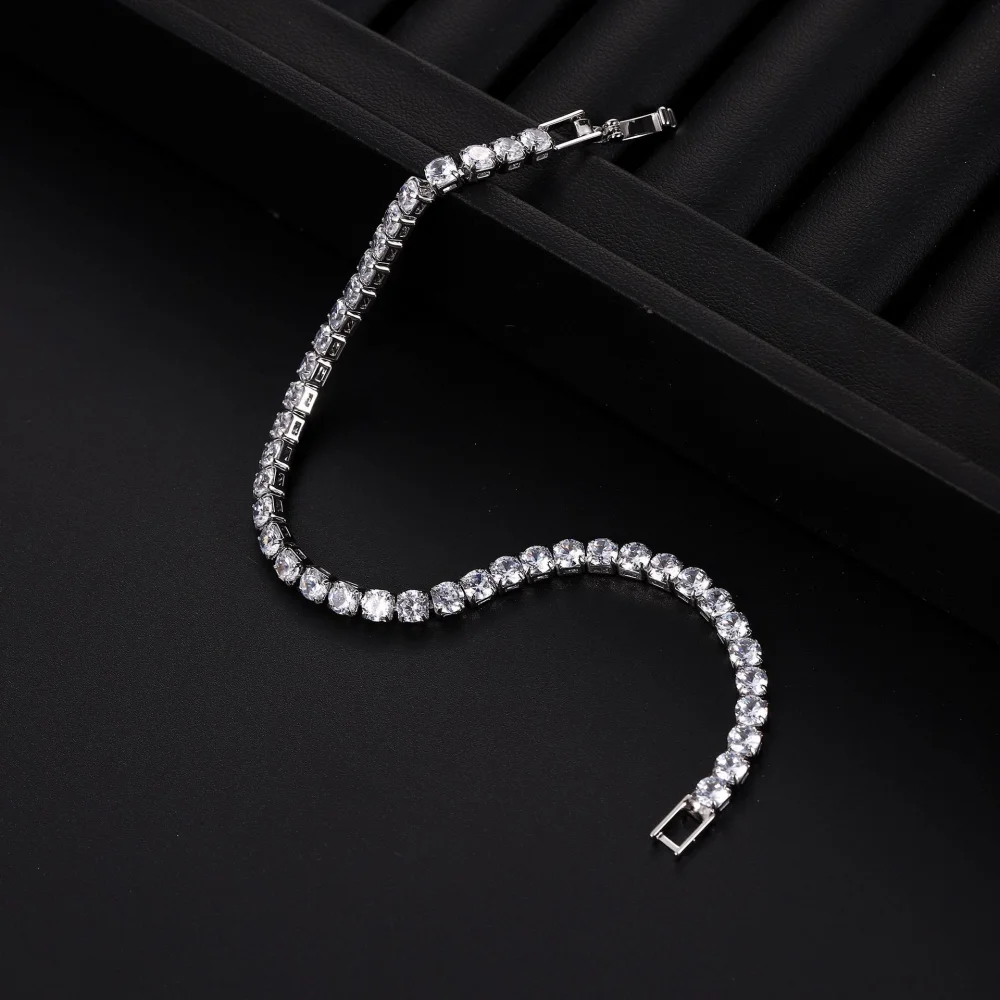 Sparkling Multicolor Tennis Bracelet with White Gold Plated Chain