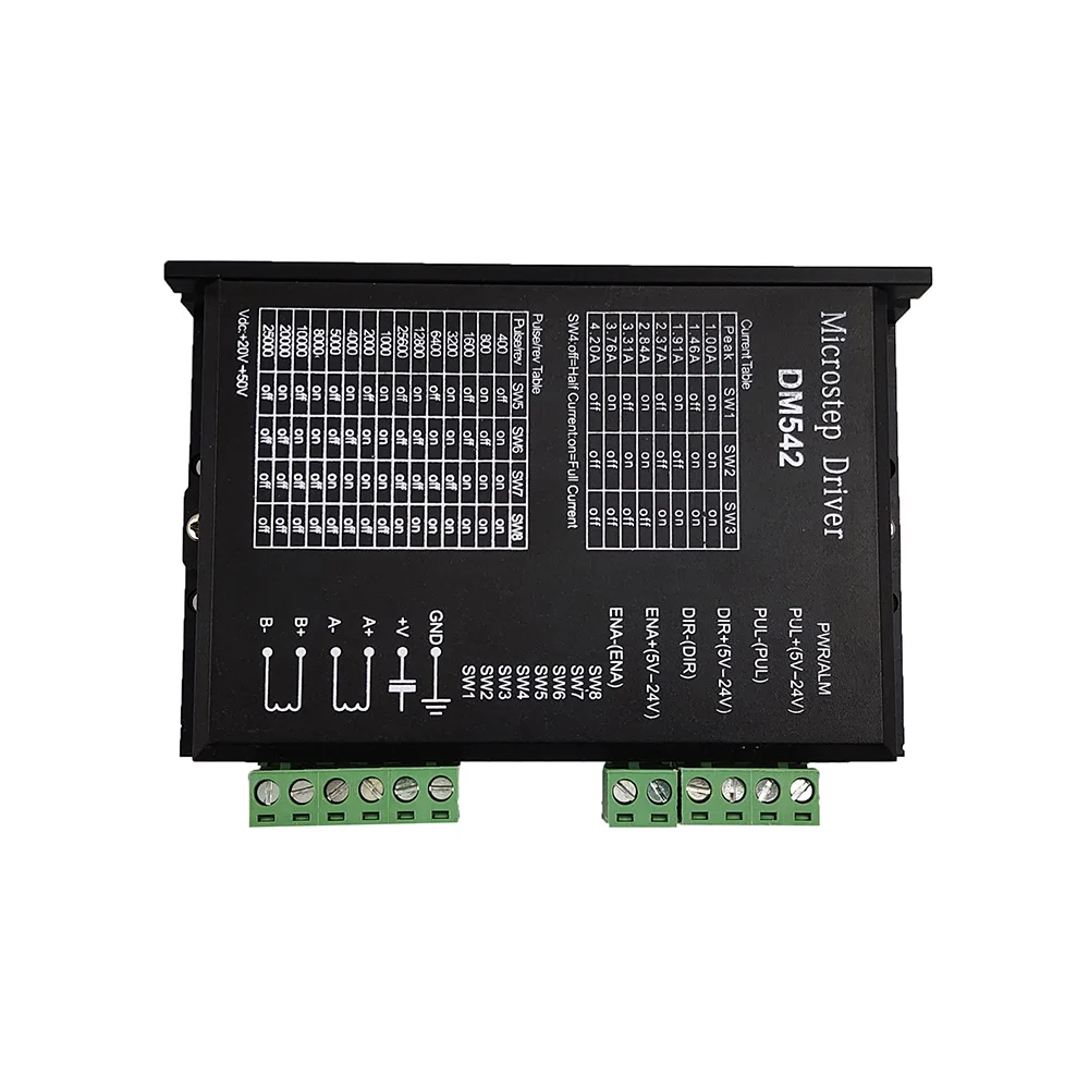 

DM542 Stepper Motor Controller Leadshine 2-phase Digital Stepper Motor Driver 18-48 VDC Max. 4.2A for 57 86 Series Motor.