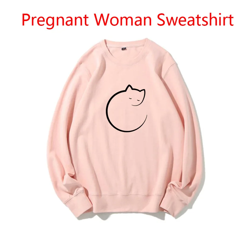 PregnantWomanSweatshirtCatLoveFunnyPrintSpringAutumnSweaters