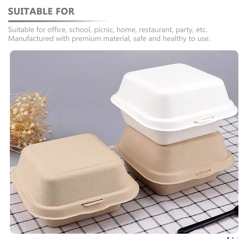30Pcs Disposable Food Box To Go Containers Beige Color Portable and Lightweight for Camp Picnic and Barbecue
