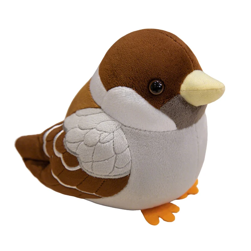 Lifelike Fat round Sparrow Plush Toy Stuffed Animal Doll Soft Bird Pillow Cute Simulation Gift for Girls And Boys Birthday