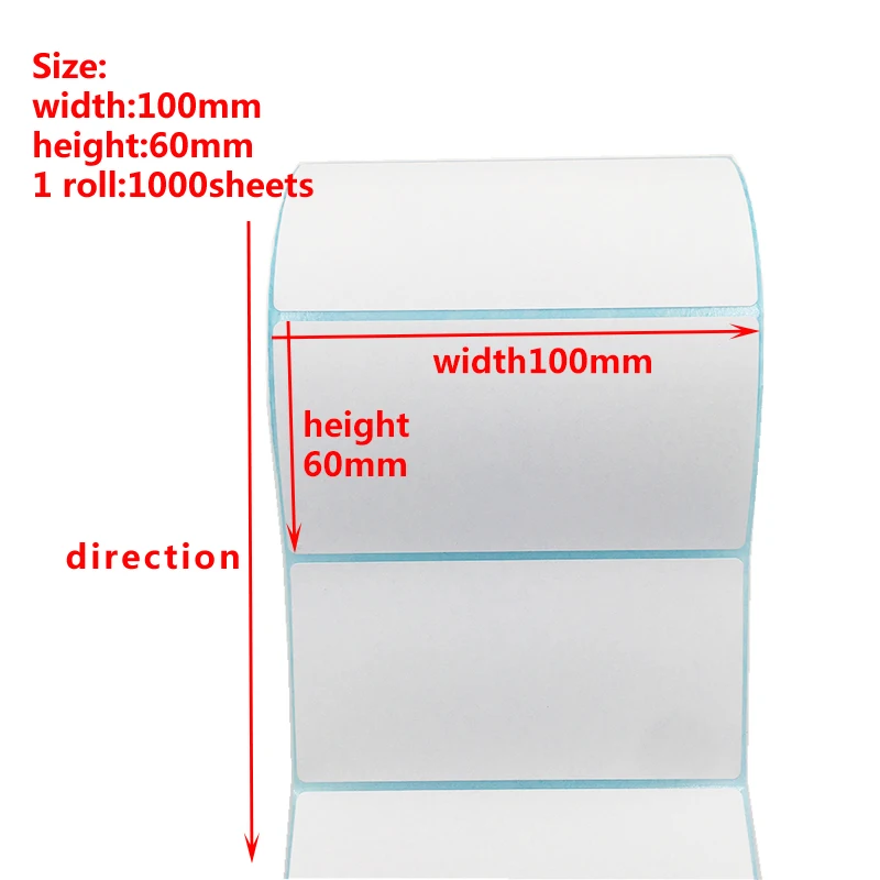 Wide Thermal Label Paper Roll - White Self-Adhesive Stickers