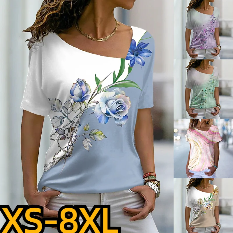 

Fashion Print V-Neck Slim Fit T Shirt Tops Tee Cute Graphic Shirts Casual Tee Tops Short Sleeve Women's V Neck Short Sleeve