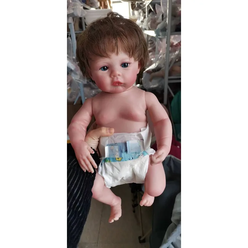 18inch Full body Vinyl Reborn Baby Doll Meadow Newborn Baby Size Real Picture Handmade Hand-root Hair Visible Veins