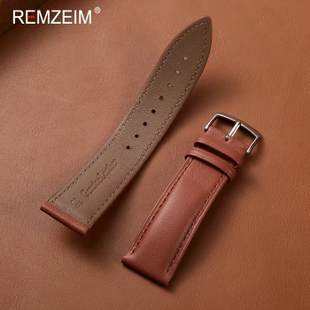Genuine Leather Watch Strap Cowhide Watchband Smart Watch Strap Accessories 18mm 20mm 22mm Black Brown White Blue Belt