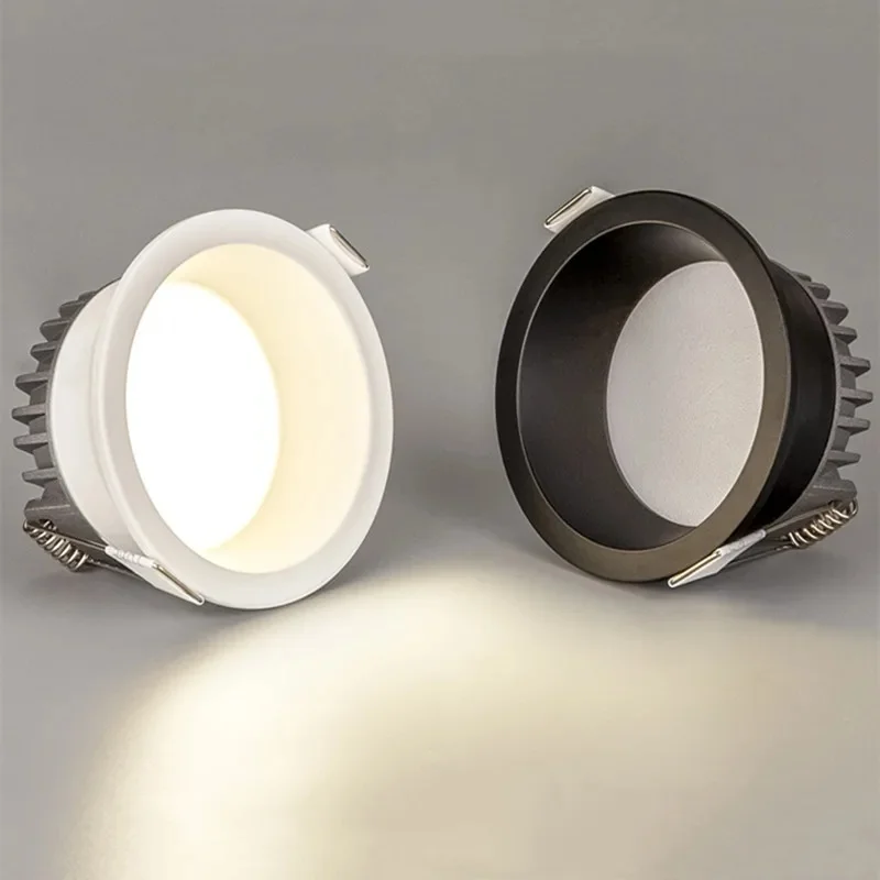 LED Downlight Recessed Anti-glare LED COB Downlight 12W 15W 18W 24W Dimmable 85-265V Ceiling Lamp Spot Light Home Living Room Bedroom Lighting