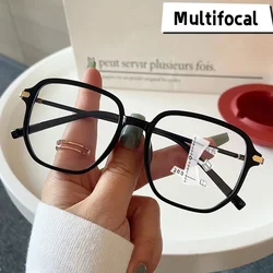 Classic Square Blue Light Blocking Multifocal Reading Glasses Retro ProgressiveB Glasses Men Women Near Far Bifocal Eyeglasses