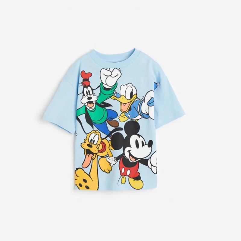 Printed Cartoon Mickey T-shirt Summer Clothing Loose Fashion Children's Wear Tops Tees Short Sleeved Kids Boy Clothes Tshirts 5