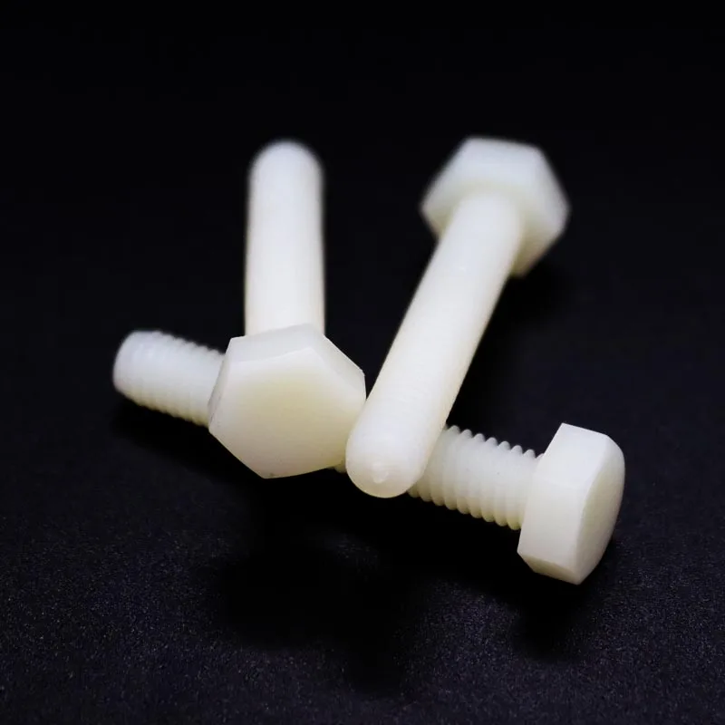 

1/5/10/50pc M3 M4 M5 M6 M8 M10 M12 M14 M16 DIN933 White Nylon Plastic Insulated Outside External Hex Hexagon Head Cap Bolt Screw