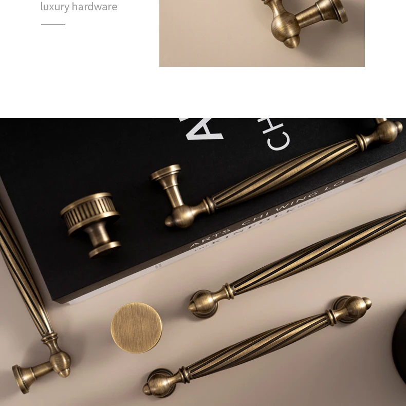 brass wardrobe handle ribbed antique style