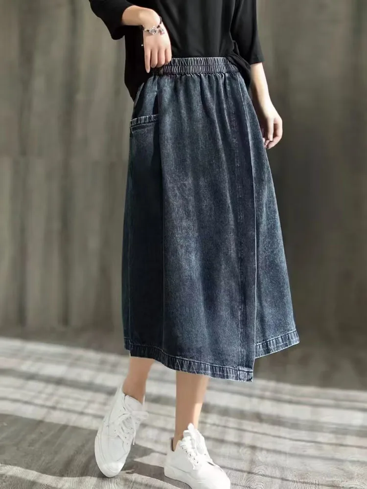 Amax LuluE Nouveauté Printemps 2024 : Jupes en Jean Amples Vintage pour Femme, Mode Streetwear, Vêtements de Luxe Classiques et Décontractés Style Harajuku