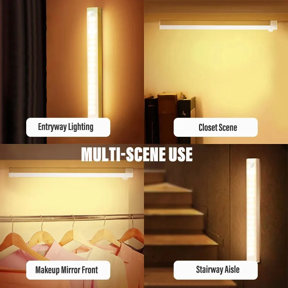 20CM/7.87inch Magnetic Smart Sensor Cabinet Lights Rechargeable Night Light Home Closet Support Infinitely Dimmable