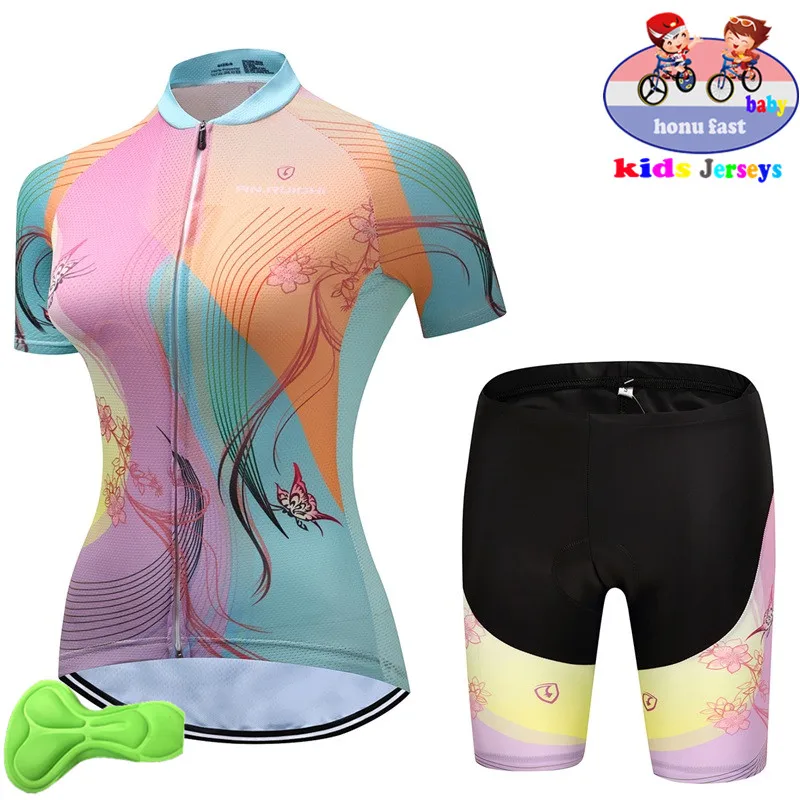 2023 Baby Girl New Kids Short Sleeve Cycling Jersey Set Breathable Children Bike Clothing GRILS Quick Dry Summer Bike Uniform 2