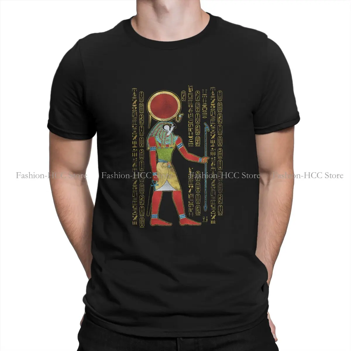 

Re Horakhty Ra Horakht Ornament Classic Graphic TShirt Ancient Egypt Egyptian Printing Streetwear T Shirt Men Tee Polyester