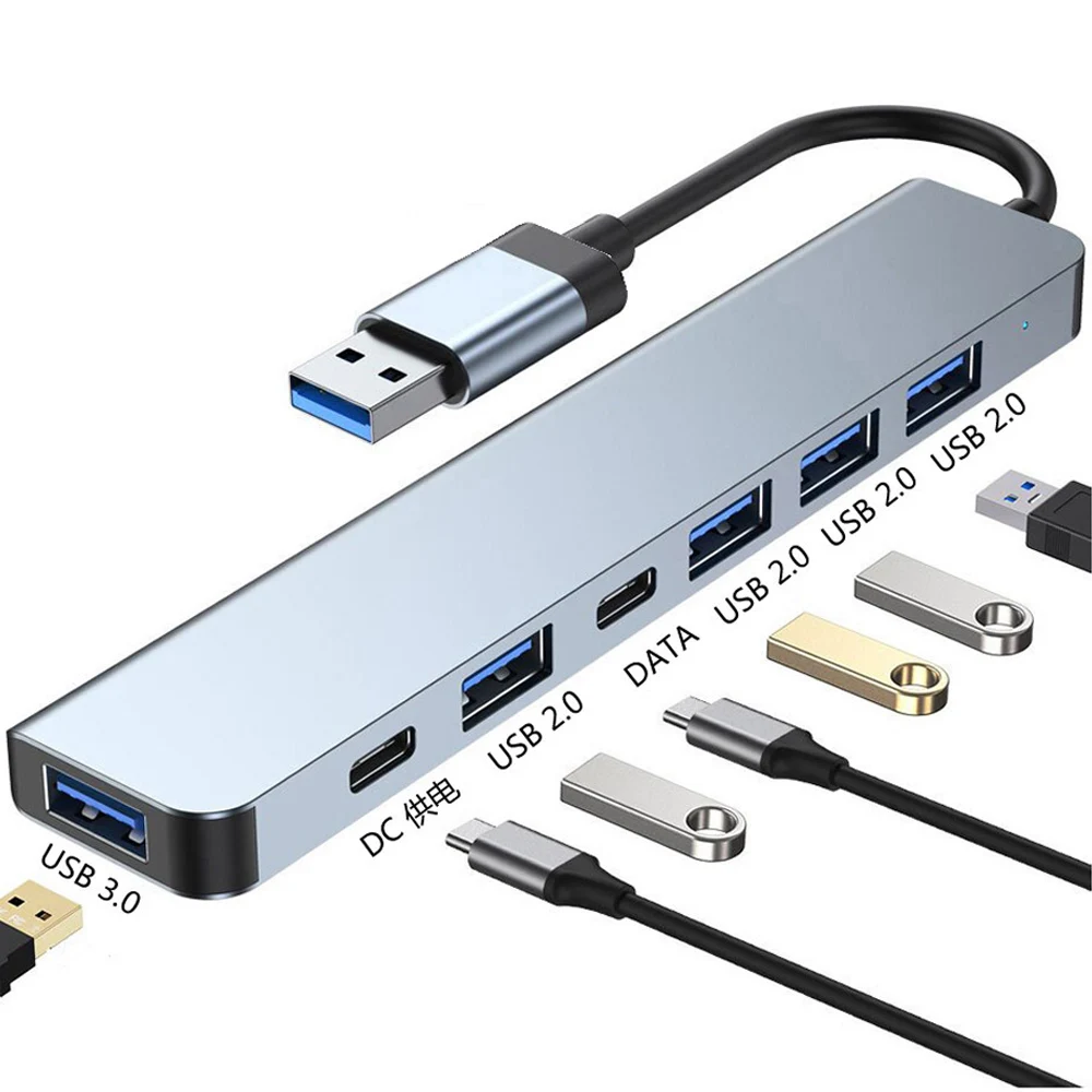 7-in-1 USB 3.0 HUB USB C HUB TYPE-C to USB SD TF Adapter 5Gbps  Fast Speed Tramsmission USB C Docking Station For PC MacBook