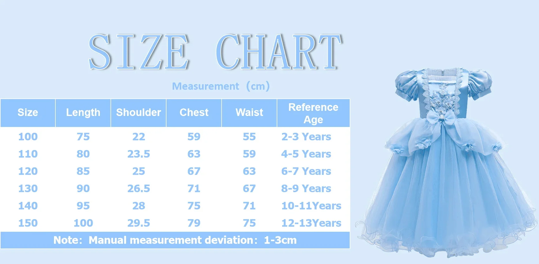 Mädchen Cinderella Cosplay Kostüme Kinder Prinzessinnen Sommerkleid Festliches Auftrittskleid Niedliches Puffiges Geburtstagskleid – Detail 1