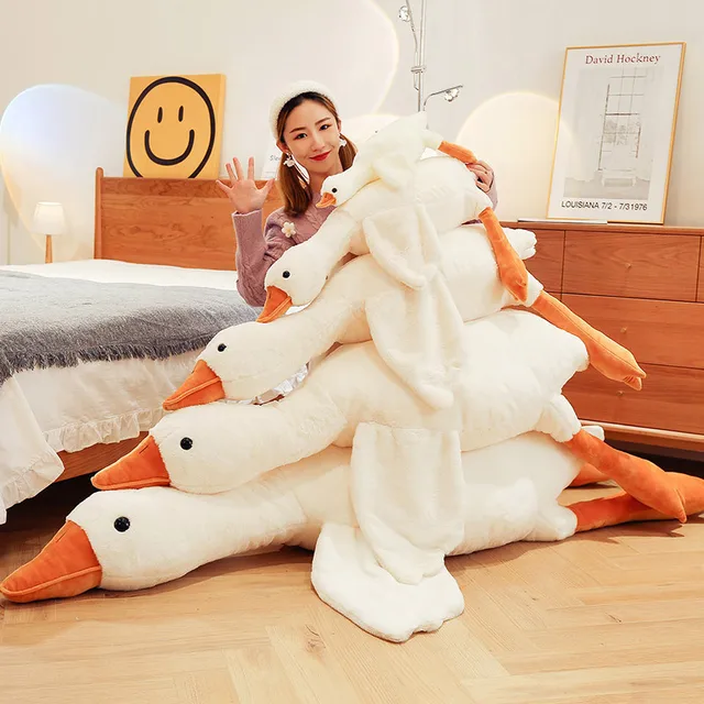 50-190cm Cute Big White Goose Plush Toy Kawaii Huge Duck Sleep Pillow Cushion Soft Stuffed Animal Doll Birthday Gift for Girl 1