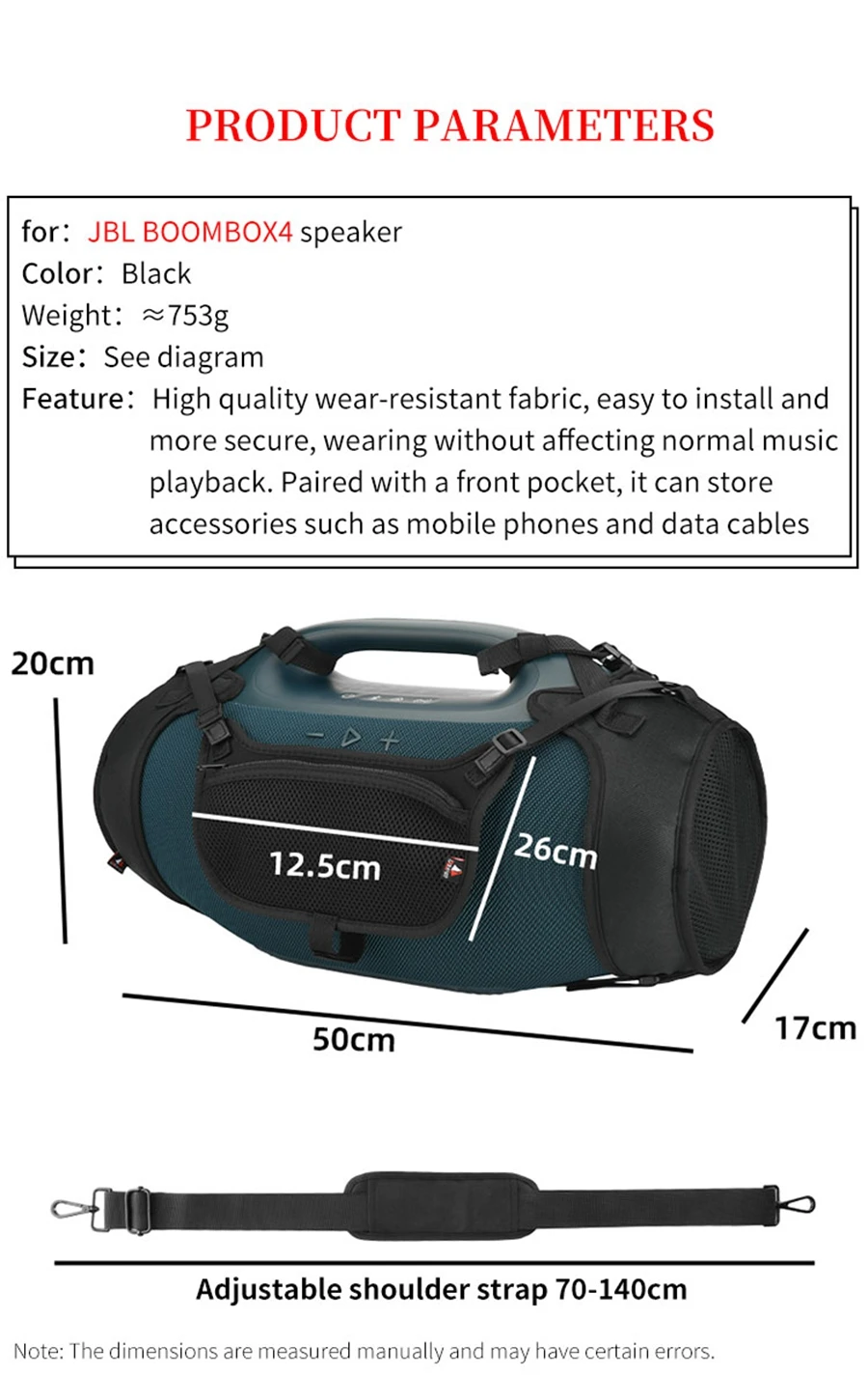 Speaker Portable Protective Cover for JBL BOOMBOX4 Speaker Protect Case BOOMBOX 4 Gen Audio Carrying Case