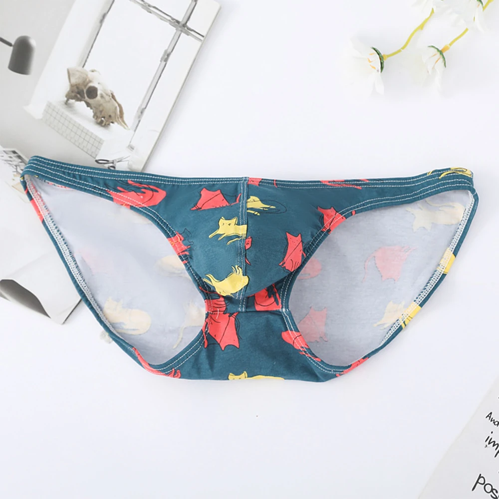 

Cotton Comfort Printed Mens Briefs Low Waist Sexy Underwear Stretch Breathable Panties U Convex Pouch Underpants Slip Homme A50