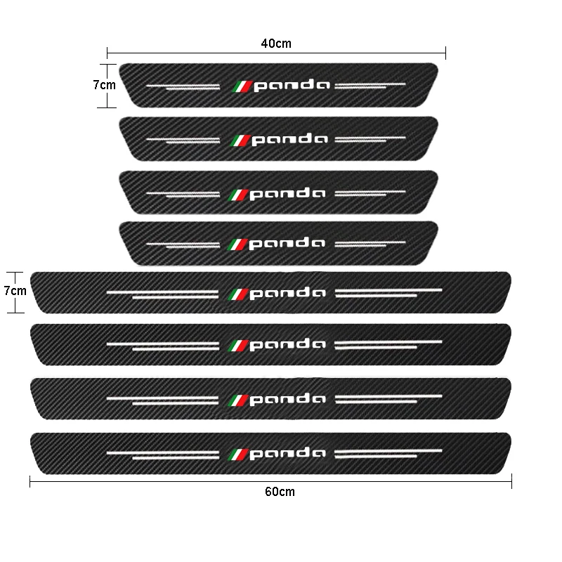 4 Stuks Auto Instaplijsten Protector voor Fiat Panda 3 Series (Type 169) 2003-2012, Koolstofvezel Kick Platen Drempel Bescherming Sticker Accessoires,C White