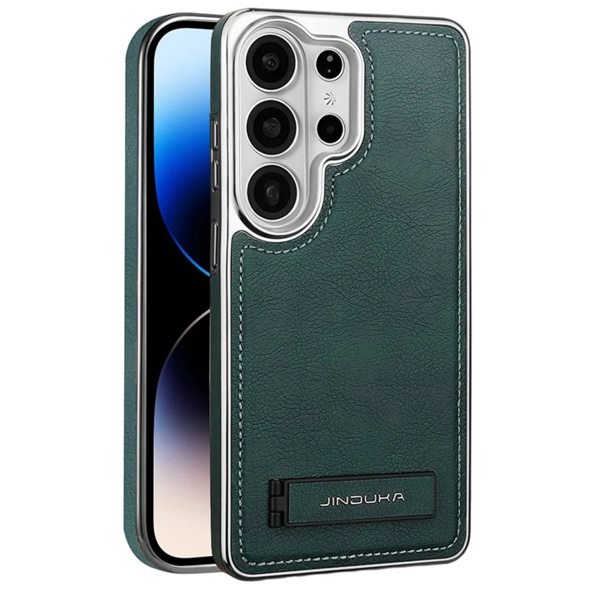 Vintage PU Leather Phone Case with Built-in Stand and Shockproof Back Cover