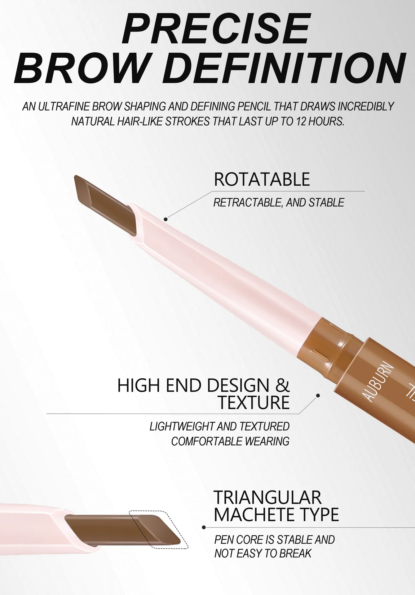 Description Picture 5 of item3D Natural Eyebrow Pencil Waterproof Double Head Thin Non Smudge Spiral Brush Perfect Brows Long Wearing Simple Application