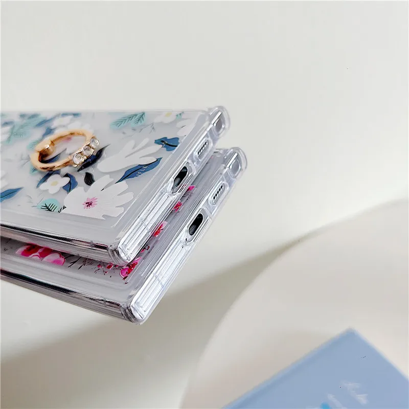 Bloem Ring Telefoon Houder Clear Case voor Samsung A55 S24 Ultra S23 S22 S21 S20 FE Note 20 A15 25 35 14 24 34 54 53 32 52_voghion.com