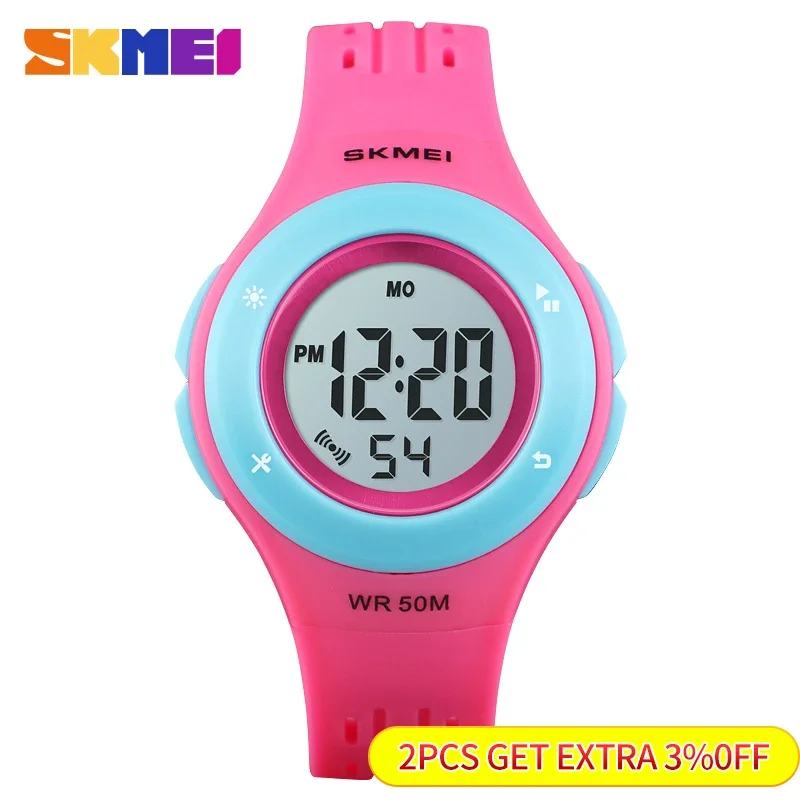 Skmei LED Sport Style Children Watches Boy Girl Fashion Digital Watch 5Bar Waterproof Watch Montre Enfant Kids Watch 1455 2