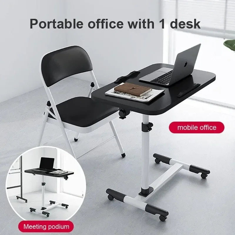 Laptop Desk with Drawer 360&deg; Rotating Plate Double Anti-slip Strips Height Adjustable Foldable Portable Bed Table for Students